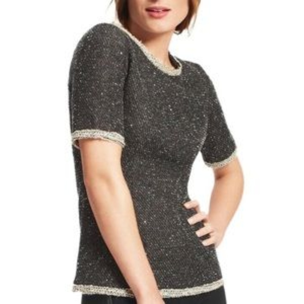 Cabi Coco Shell Terry Boucle Tweed Sweater Top